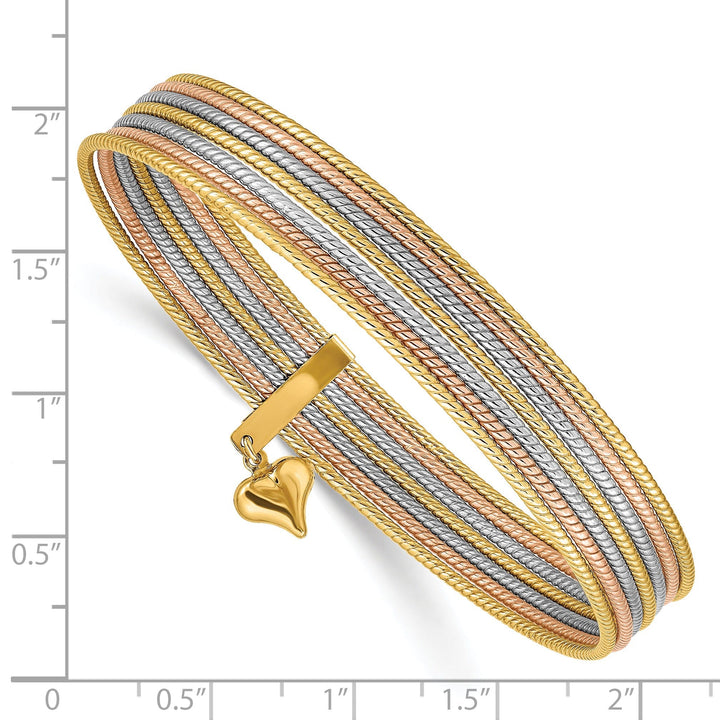14k Tri-color Gold Slip On 7 Bangles