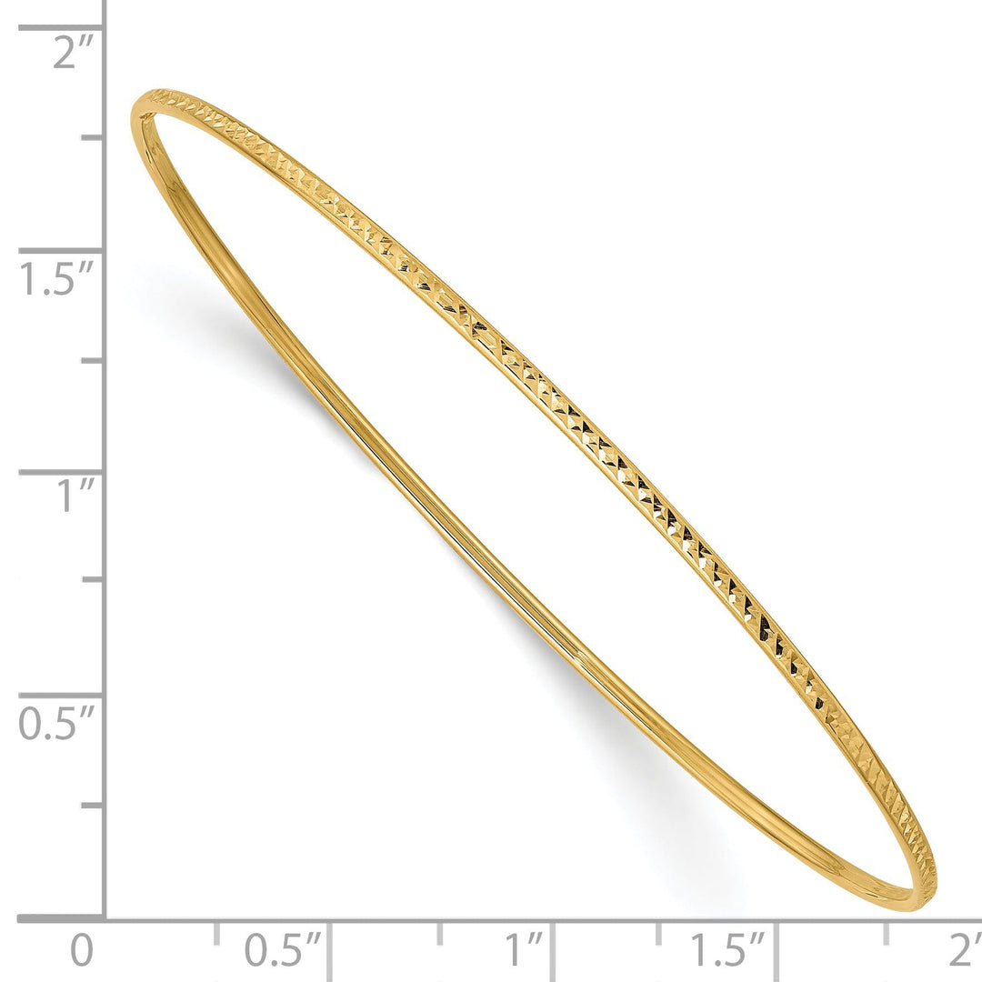 14k Yellow Gold Diamond Cut Bangle Bracelet