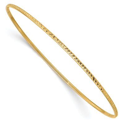 14k Yellow Gold Diamond Cut Bangle Bracelet