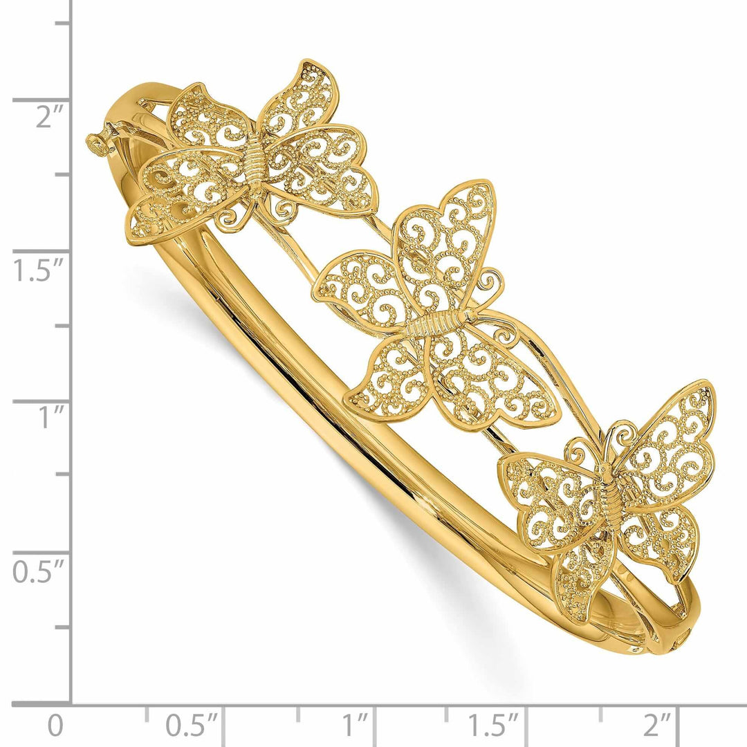 14k Gold Butterfly Bangle Bracelet