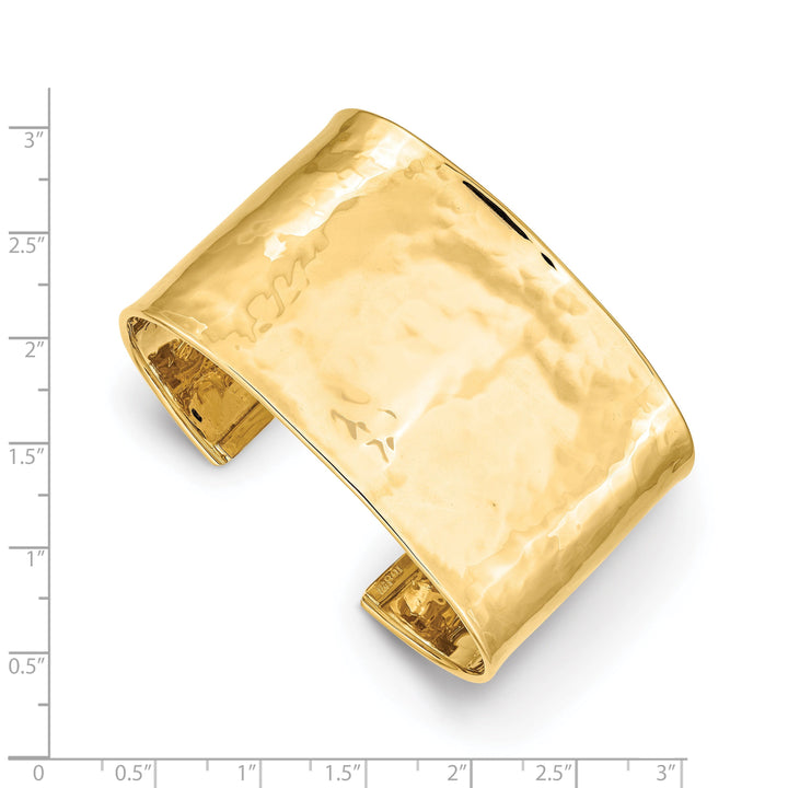 14k Yellow Gold Hammered Design Cuff Bangle