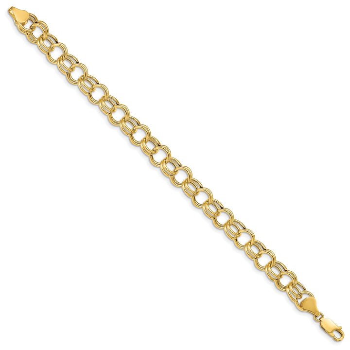 14k Yellow Gold Charm Bracelet, 8.5mm, 7-inch, Semi-Solid Link Design