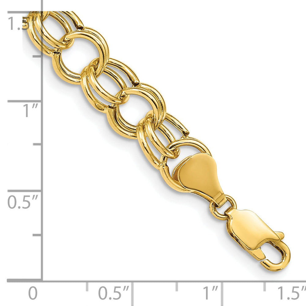 14k Yellow Gold Charm Bracelet, 8.5mm, 7-inch, Semi-Solid Link Design