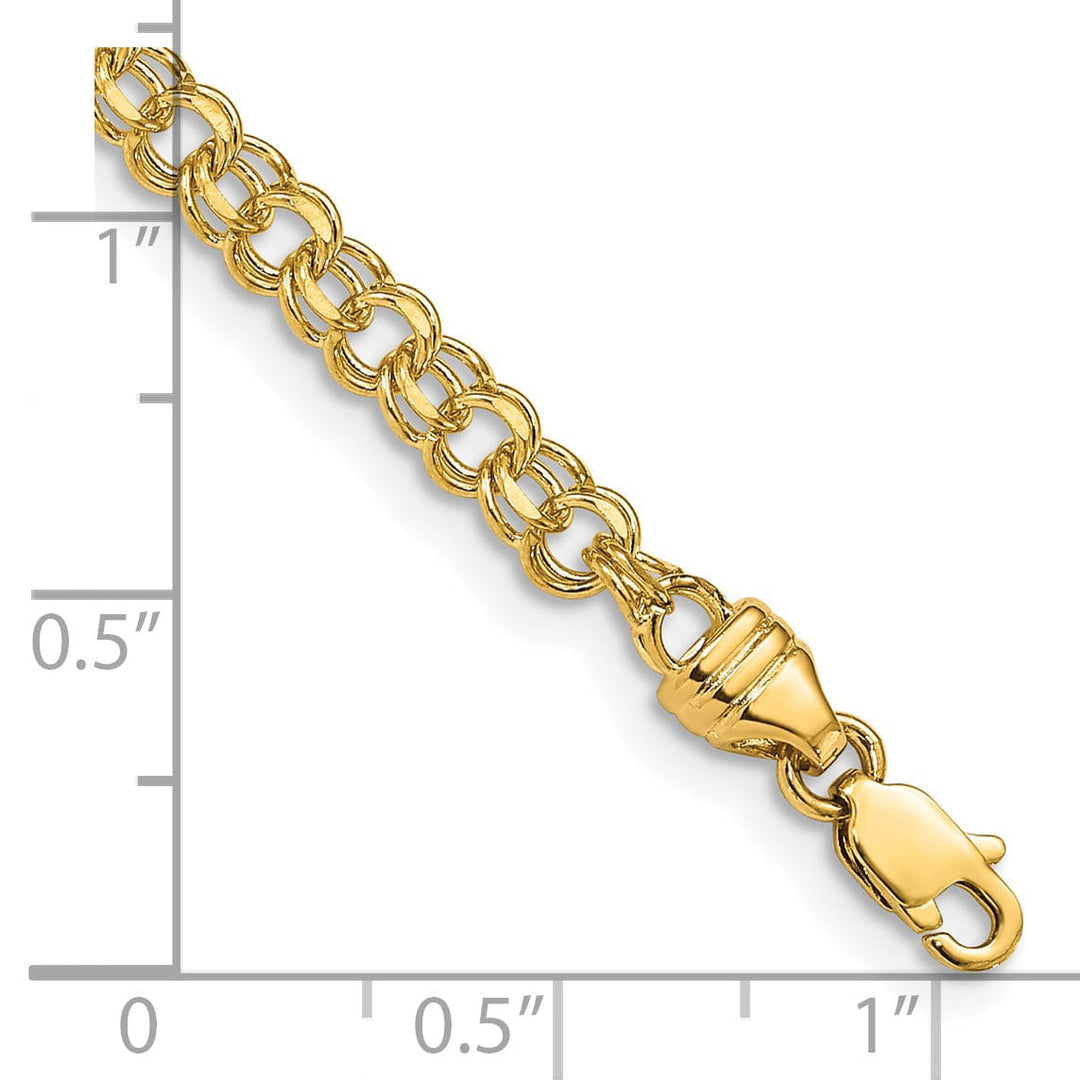 14k Yellow Gold Solid Double Link Charm Bracelet