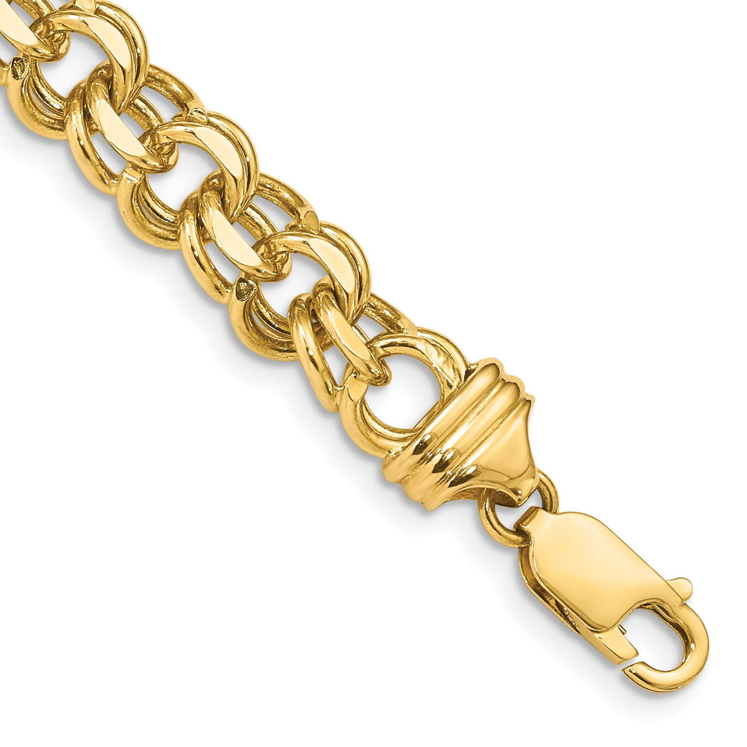 14k Yellow Gold Solid Double Link Charm Bracelet