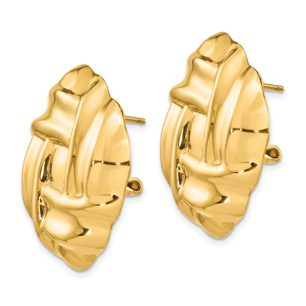 14k Yellow Gold Fancy Omega Back Post Earrings