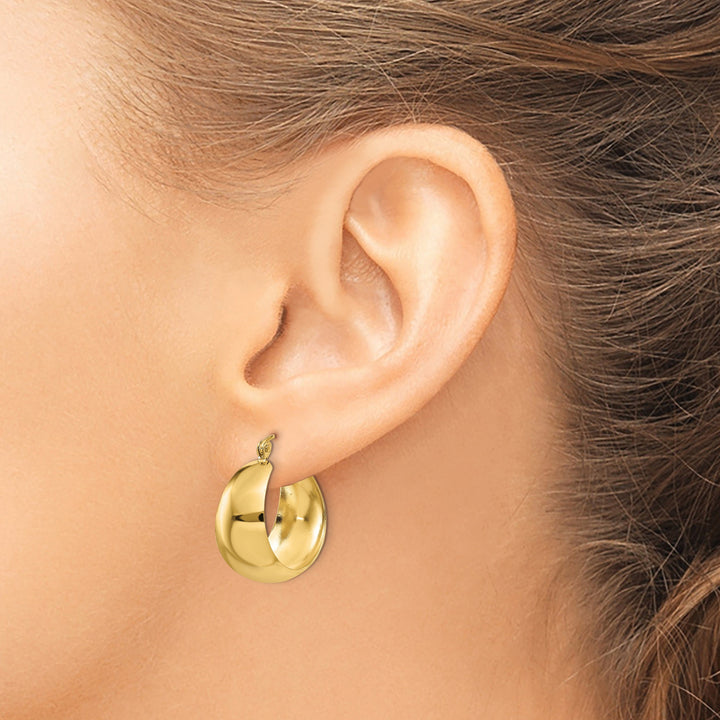14k Yellow Gold 10.5MM Tapered Hoop Earrings