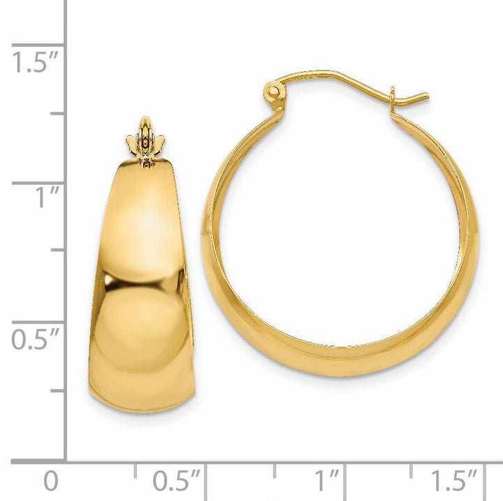 14k Yellow Gold 10.5MM Tapered Hoop Earrings