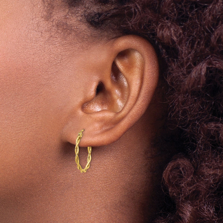 14k Yellow Gold 2.25MM Twisted Hoop Earrings