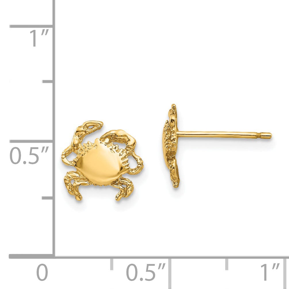 14k Yellow Gold Crab Earrings