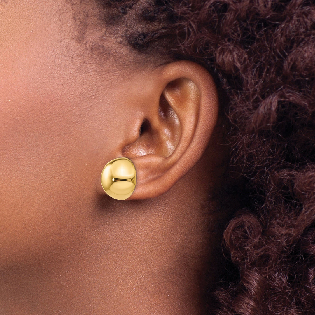 14k Yellow Gold 16MM Half Ball Post Earrings