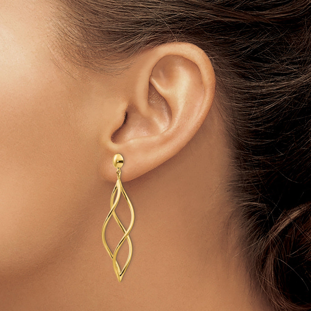 14k Yellow Gold Polished Curved Tube Earrings