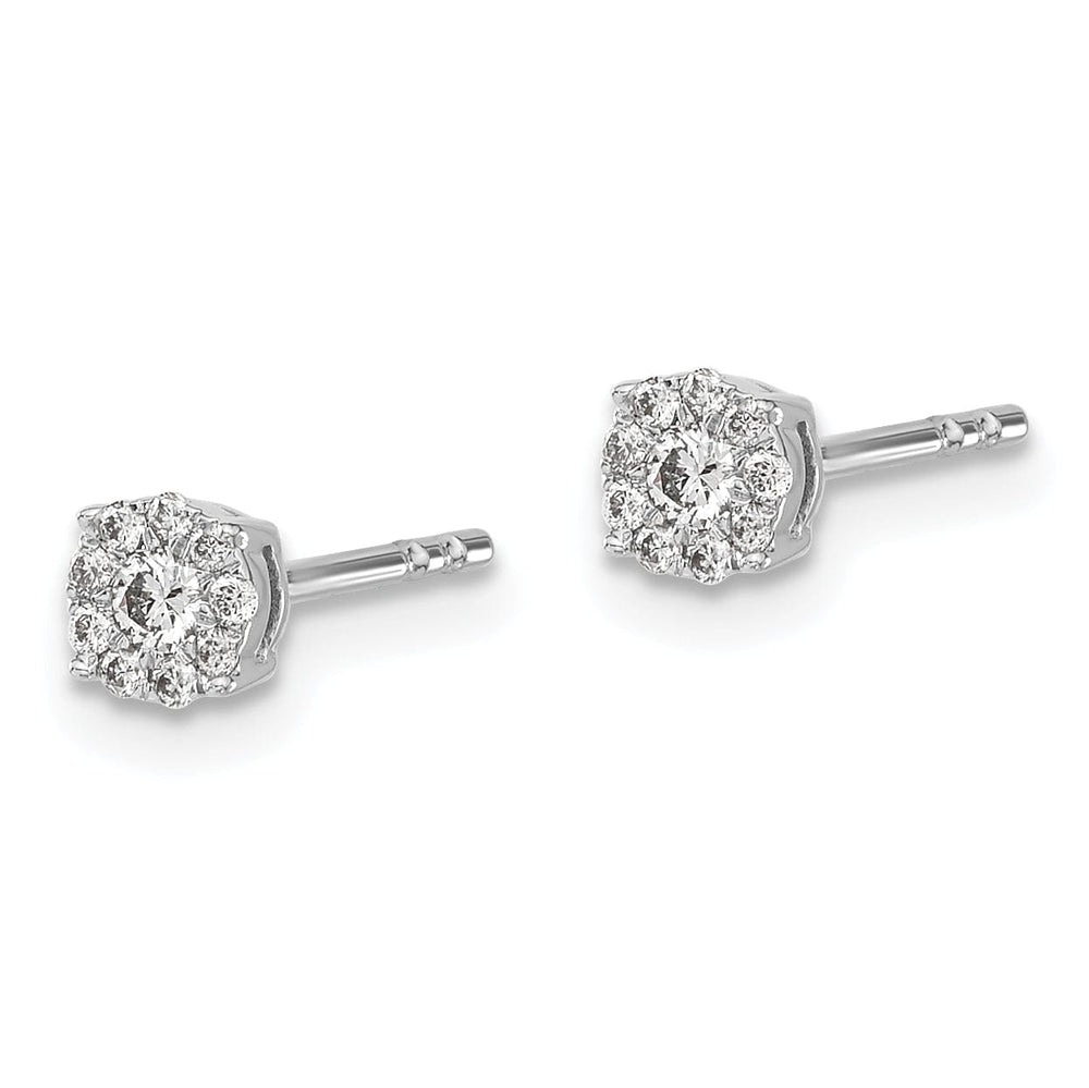 14k White Gold Diamond Cluster Post Stud Earrings