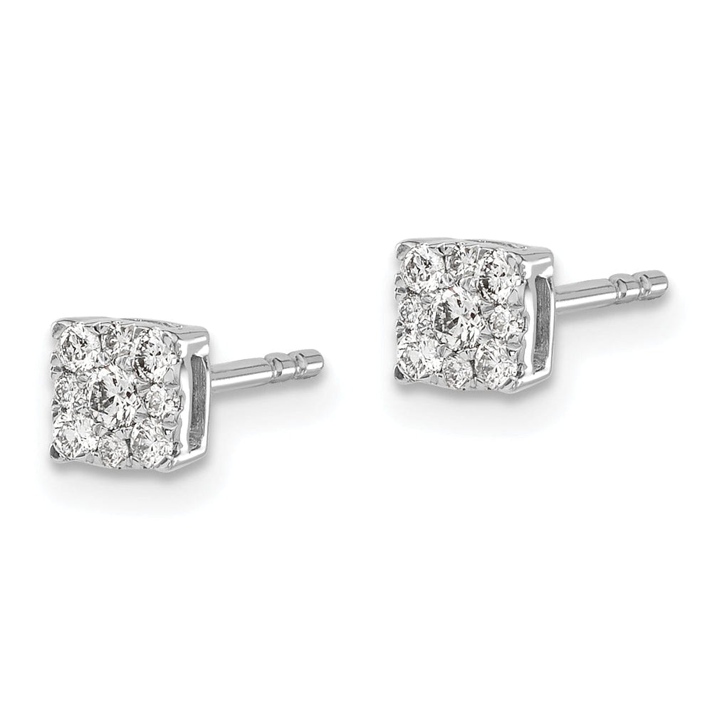 14k White Gold Diamond Cluster Square Post Earrings, Women's