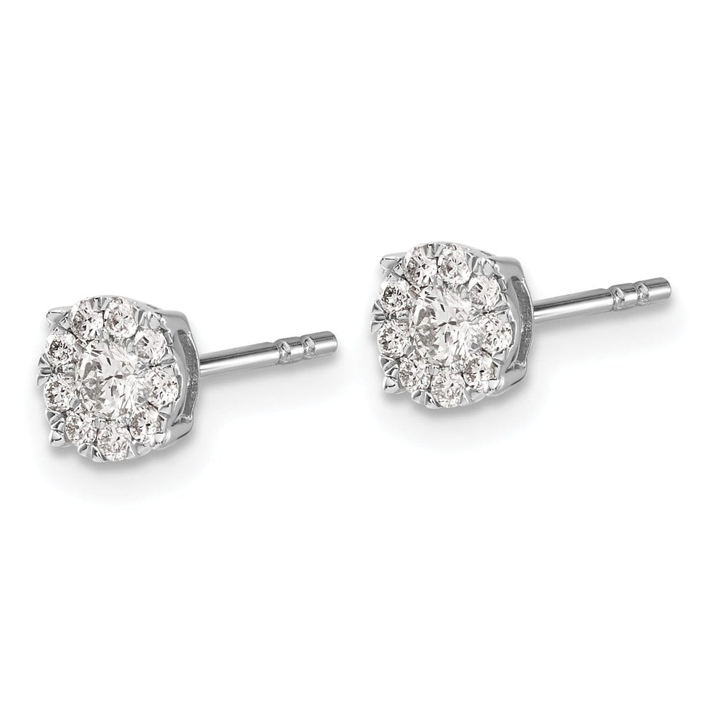 14k White Gold Diamond Cluster design Post Earring