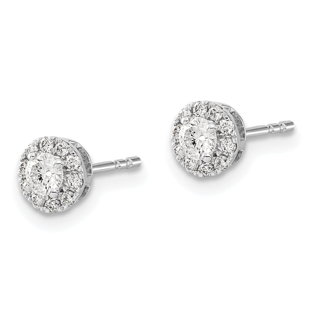 14k White Gold Diamond Cluster Post Earrings 0.32 ct
