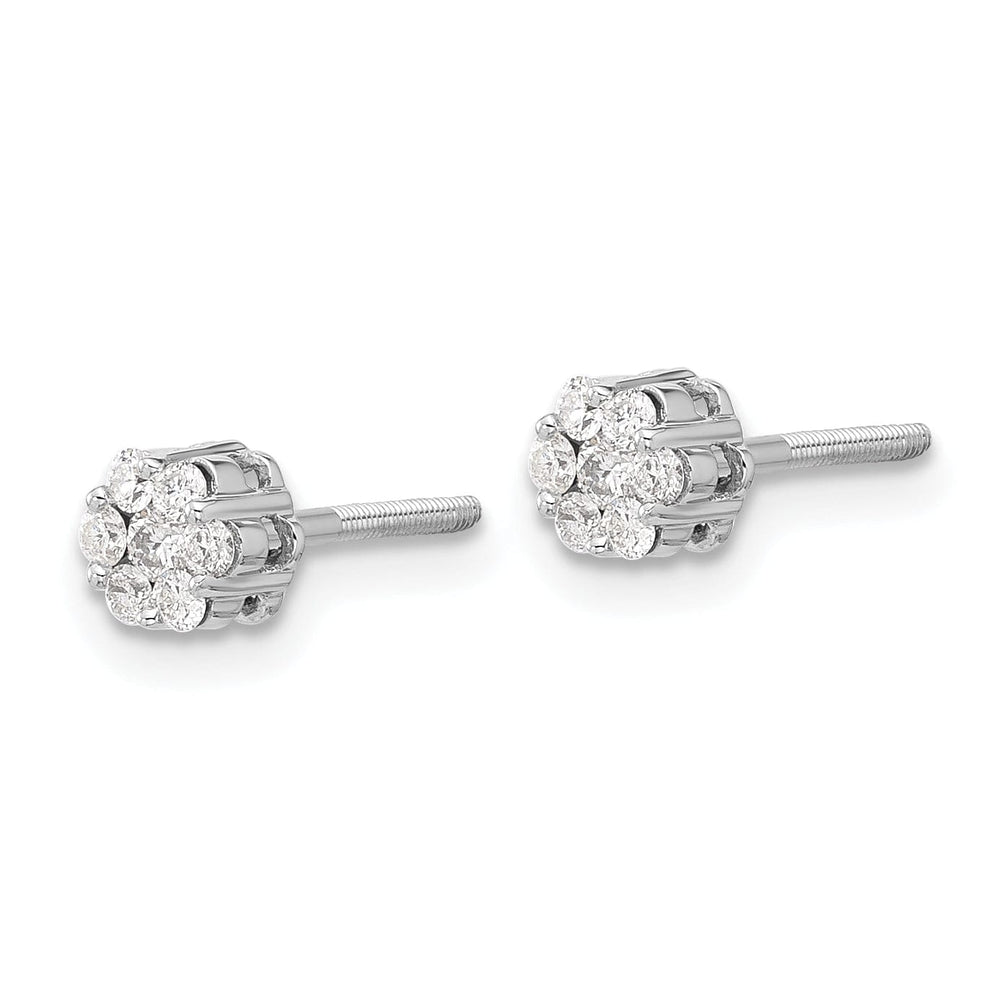 14k White Gold Diamond Cluster Button Earrings, Women's