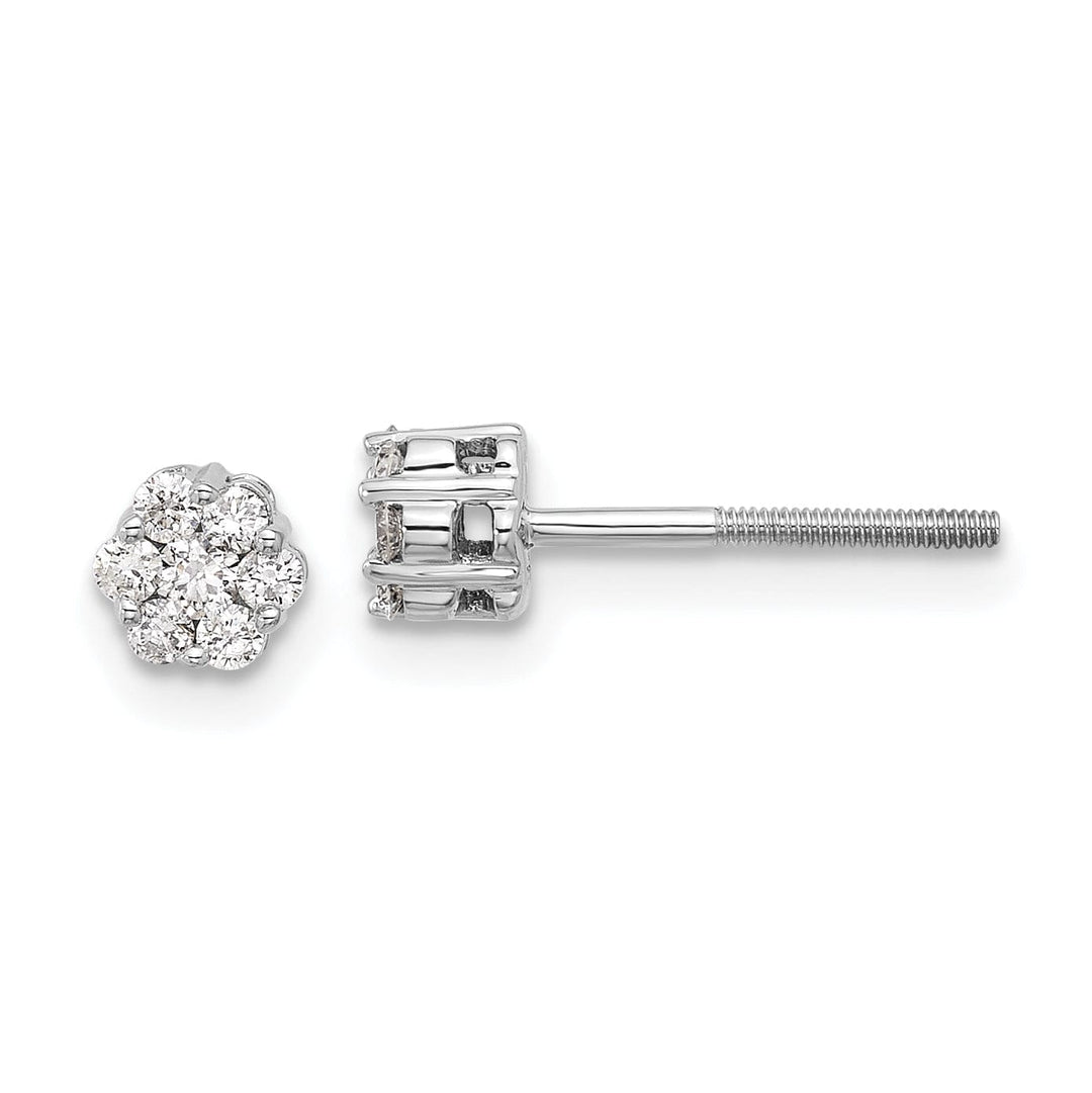14k White Gold Diamond Cluster Button Earrings, Women's