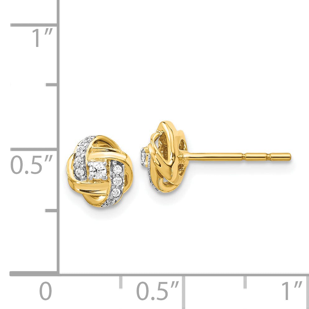 14k Yellow Gold Diamond Knot Post Earrings