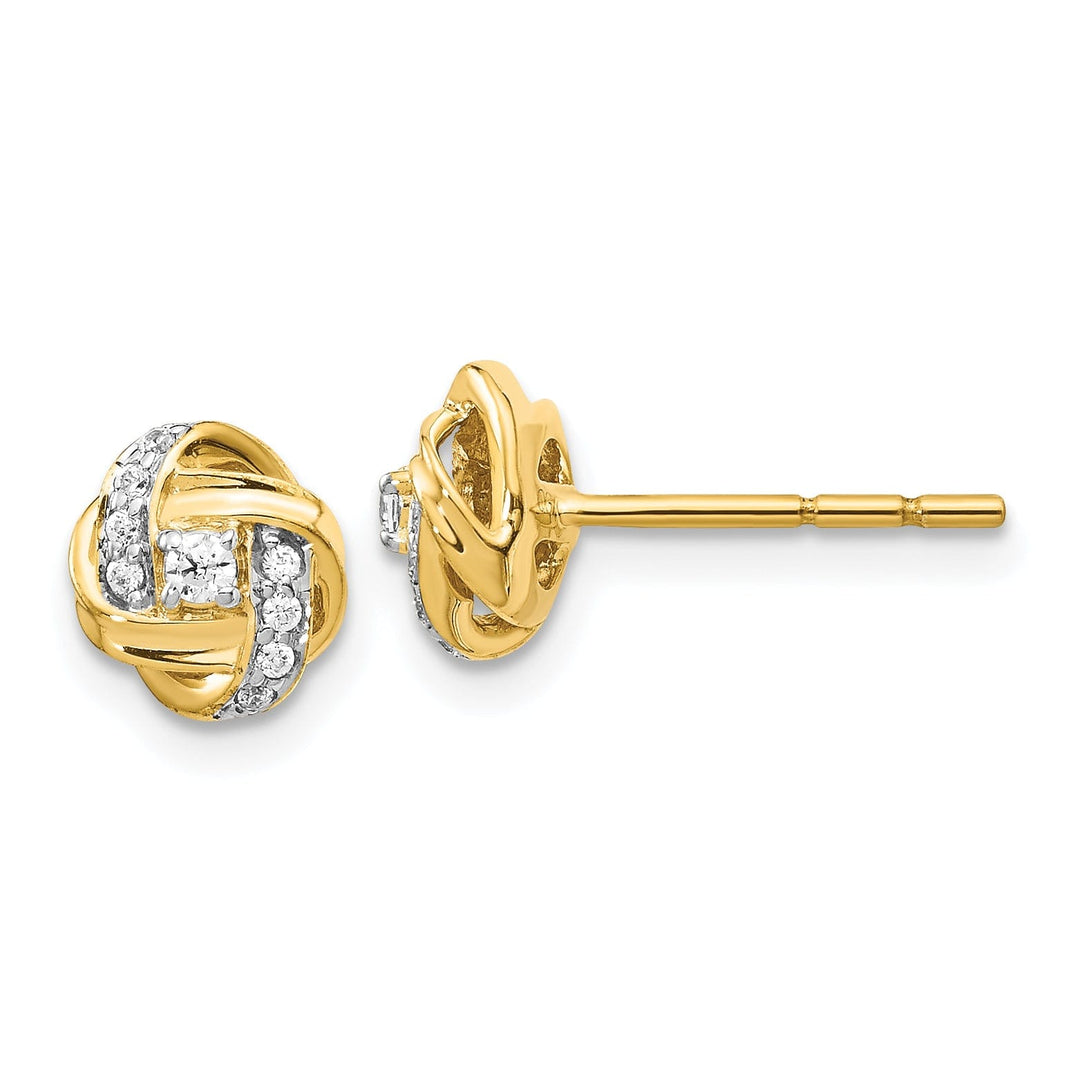 14k Yellow Gold Diamond Knot Post Earrings