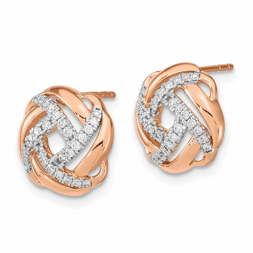14k Rose Gold Diamond Love Knot Post Earrings