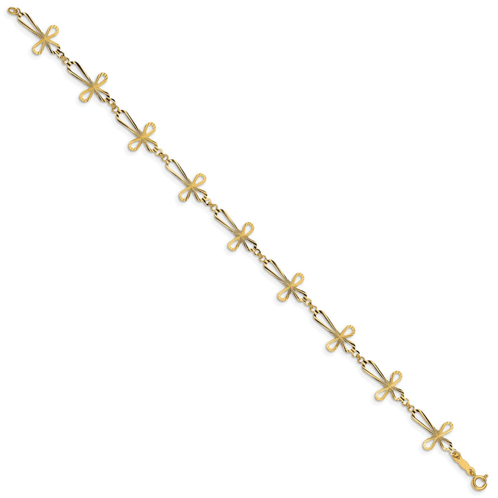 14k yellow gold bracelet cross design. 7.5-inch, 11-mm wide