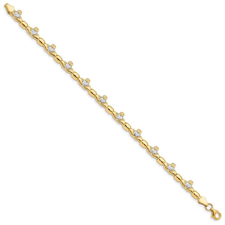 Polished 14k Gold Claddagh Bracelet - 6-mm Width, 7.25" Length