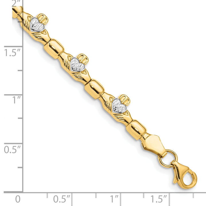 Polished 14k Gold Claddagh Bracelet - 6-mm Width, 7.25" Length