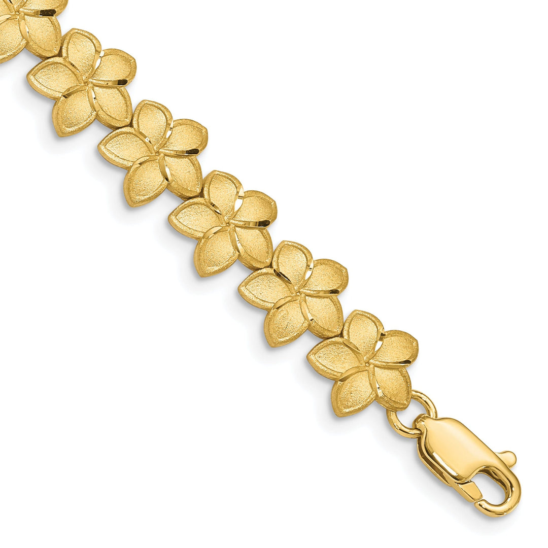 14K yellow gold Plumeria 7.25-inch, 10-mm wide bracelet