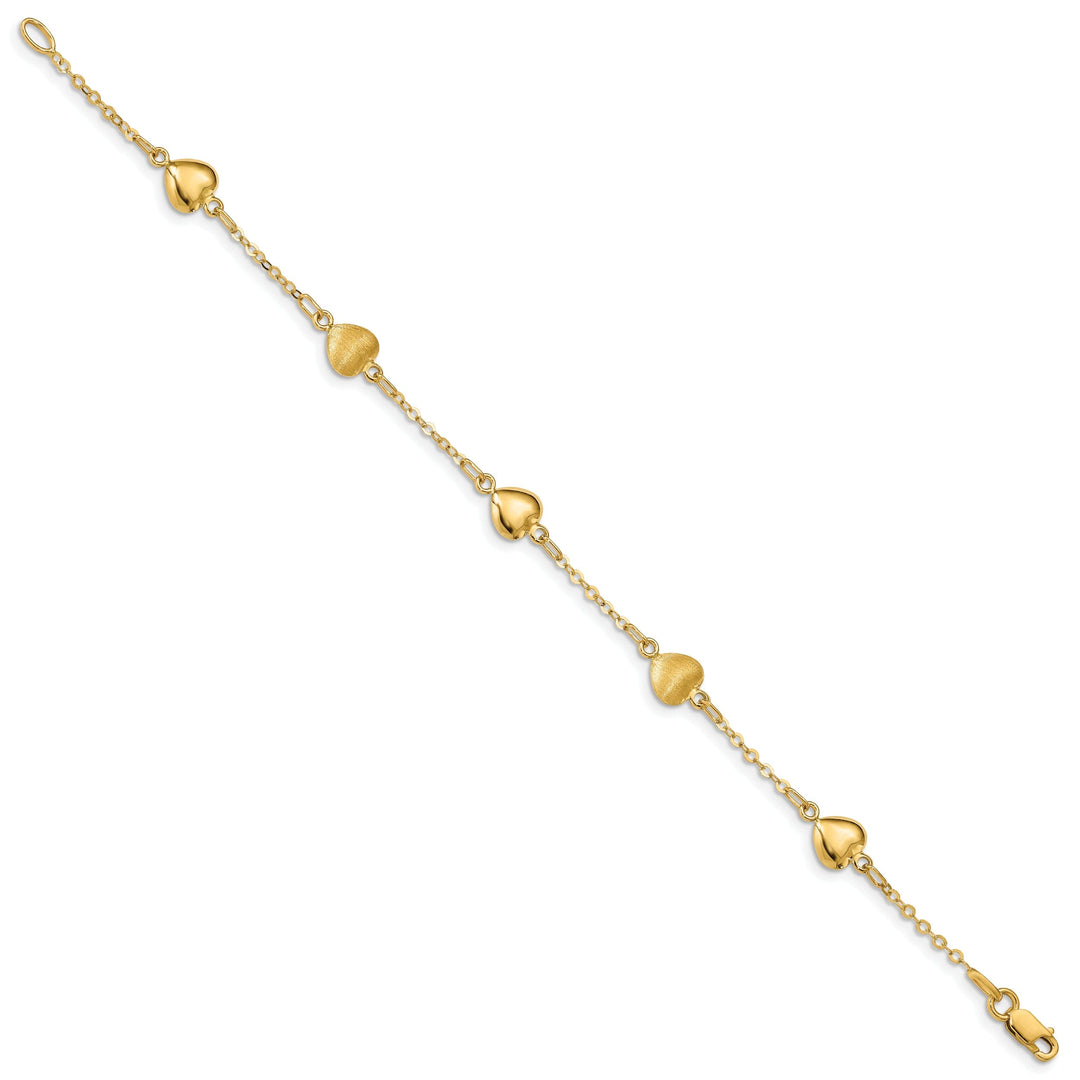 14K yellow gold bracelet multi-heart design. 7 inches