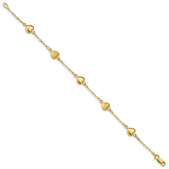 14K yellow gold bracelet multi-heart design. 7 inches