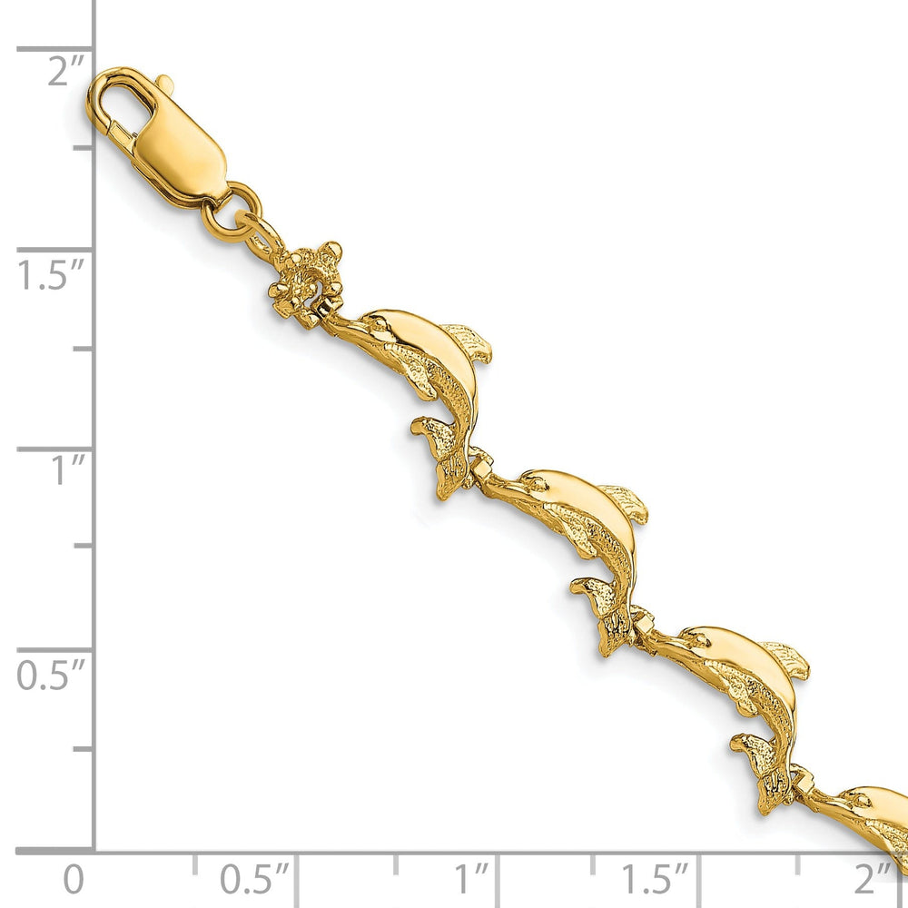 14k Yellow Gold Dolphin Bracelet - 7.25 inch, 5.31-mm wide