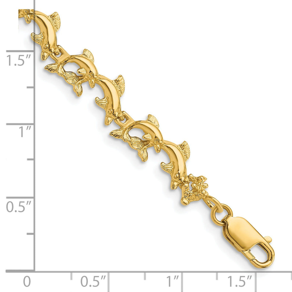 14k Yellow Gold Dolphin Bracelet - 7.25 inch, 6.22-mm wide