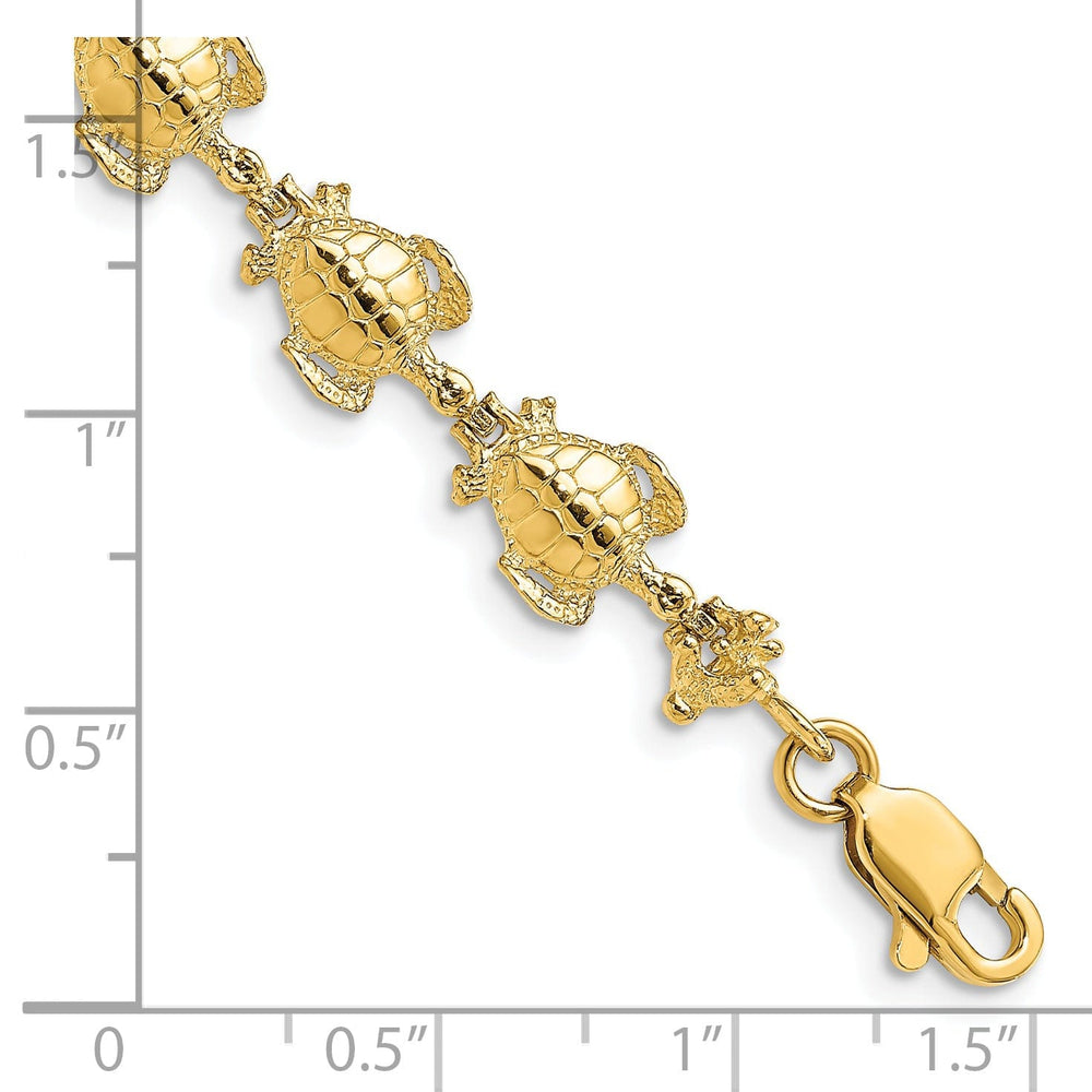 14k Yellow Gold Sea Turtle Bracelet-8mm width, 7.5" length
