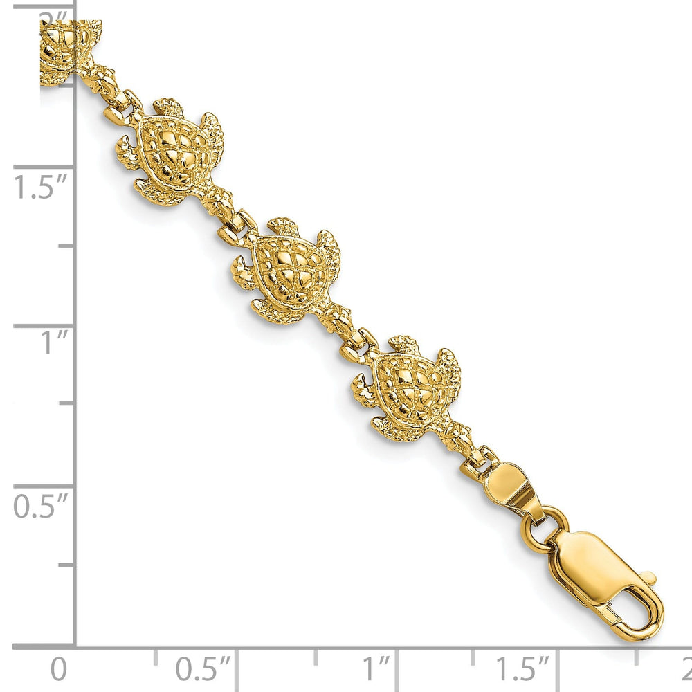 14k Yellow Gold Sea Turtle Bracelet. Polished, 8.5mm width, 7" length