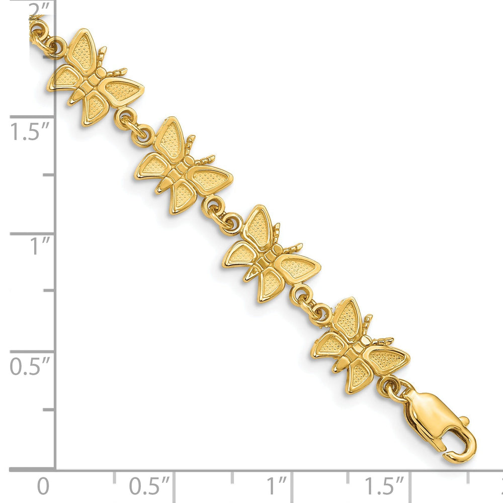 14k yellow gold butterfly bracelet. Delicate 7-inch, 7mm wide