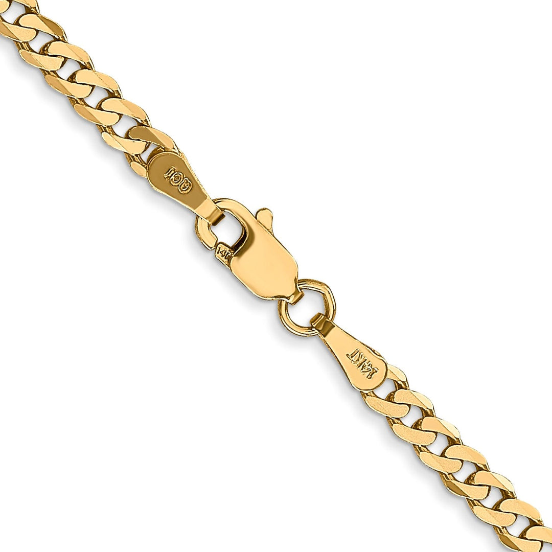 14k Yellow Gold 2.40mm Flat Beveled Curb Chain