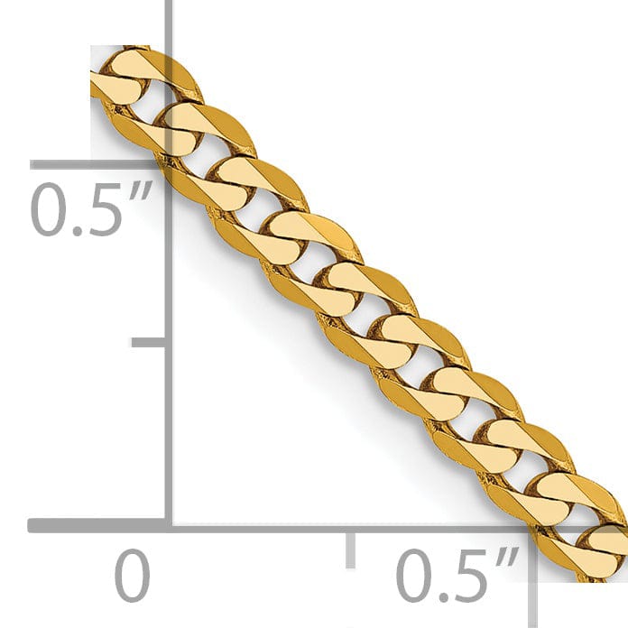 14k Yellow Gold 2.40mm Flat Beveled Curb Chain