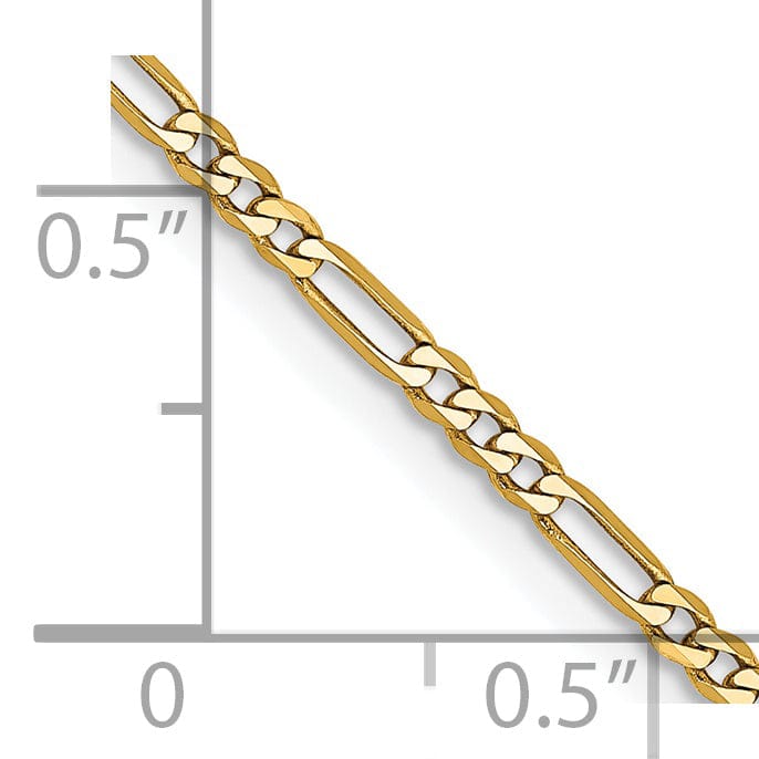 14k Yellow Gold 1.80-mm Flat Solid Figaro Chain