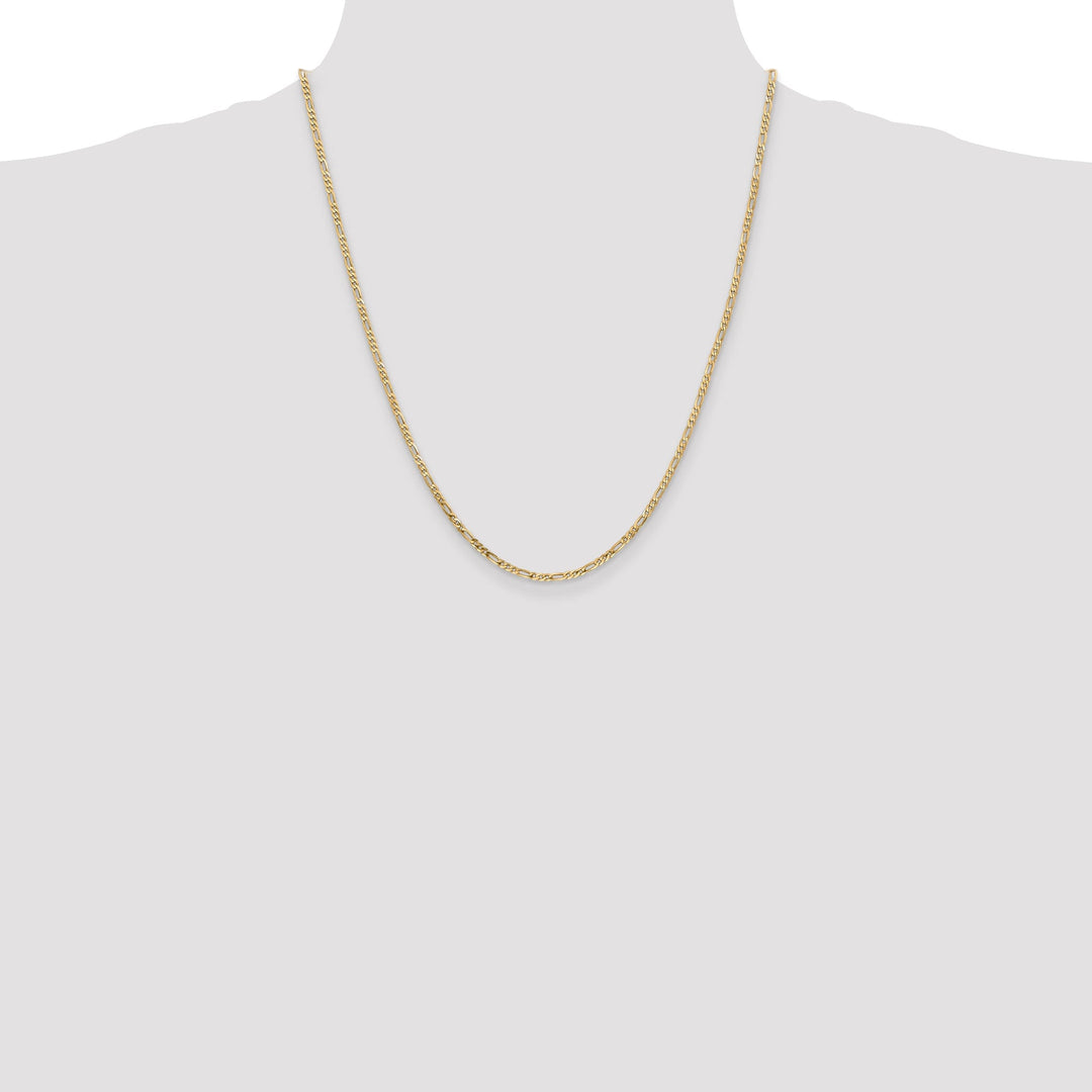 14k Yellow Gold 2.25-mm Flat Solid Figaro Chain