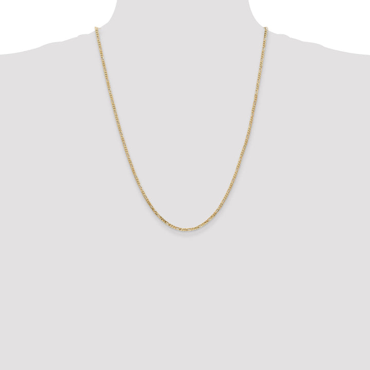 14k Yellow Gold 2.25-mm Flat Solid Figaro Chain