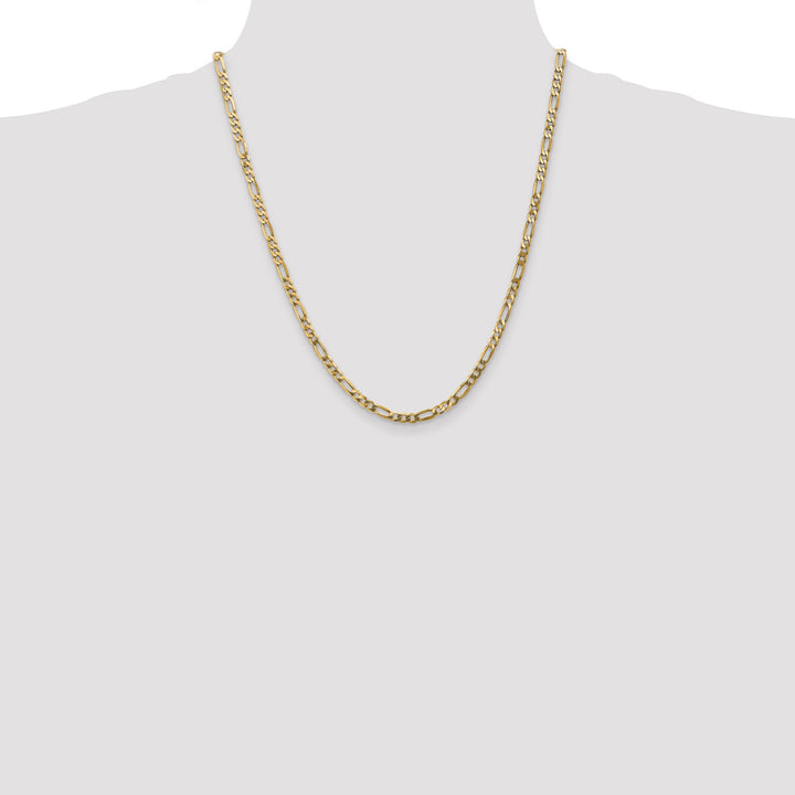 14k Yellow Gold 4.00-mm Flat Solid Figaro Chain