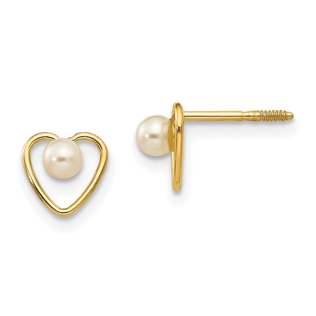 14k Yellow Gold Madi K Pearl Heart Earrings