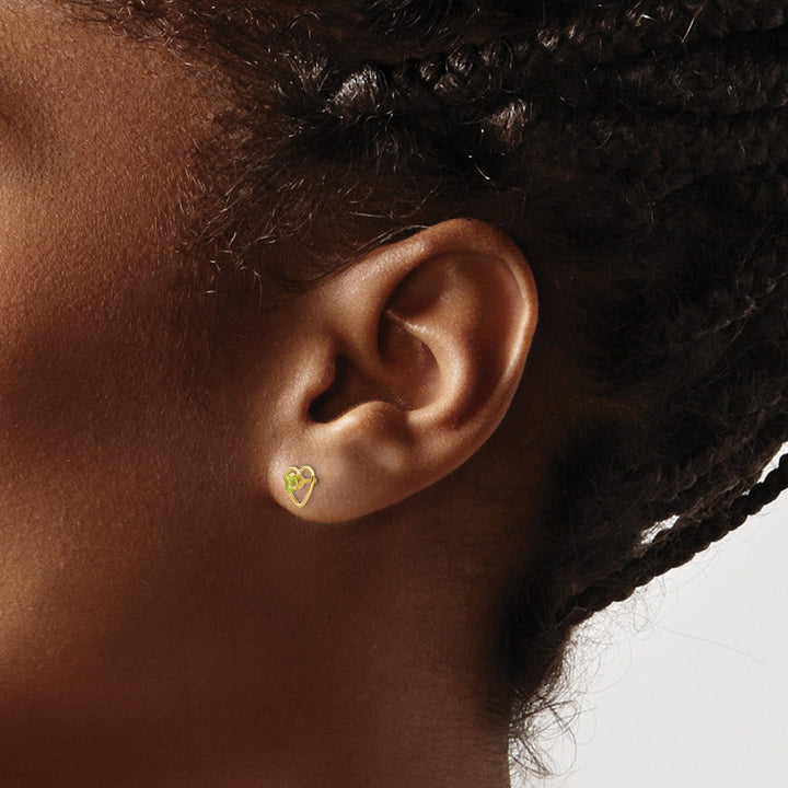 14k Yellow Gold Peridot Birthstone Earrings