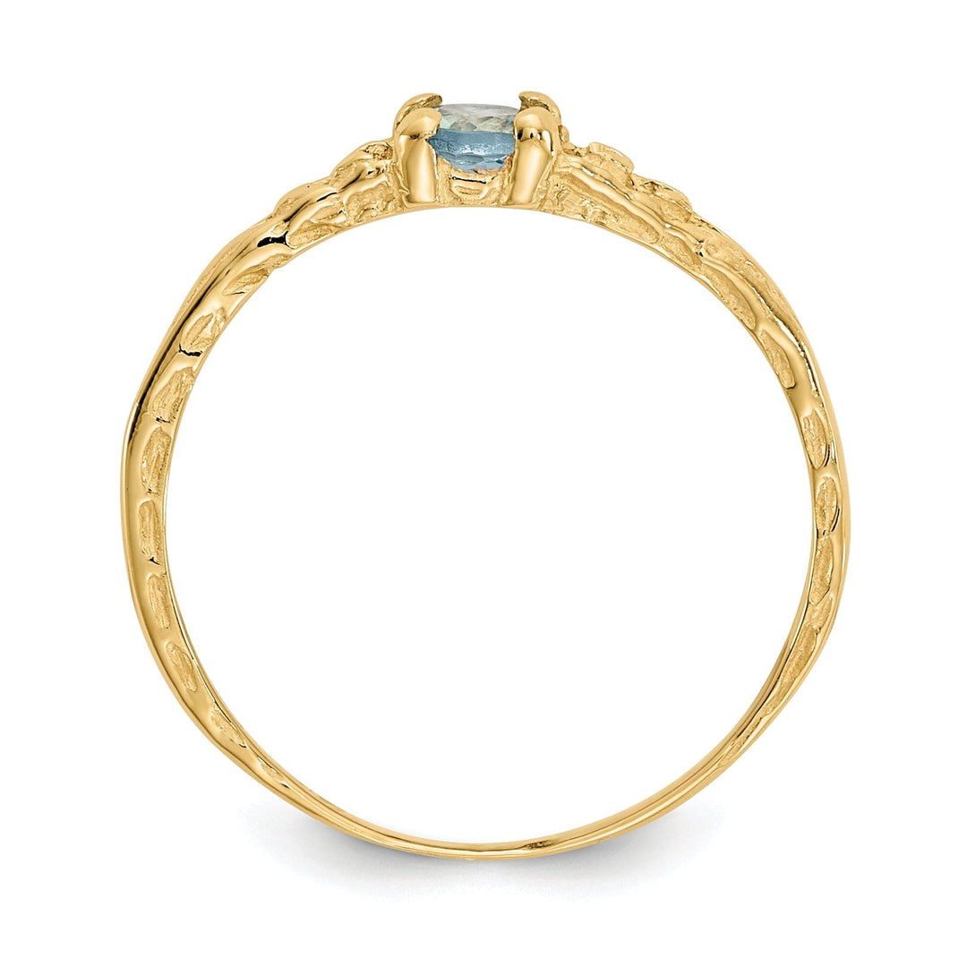 14k Yellow Gold Aquamarine Birthstone Baby Ring