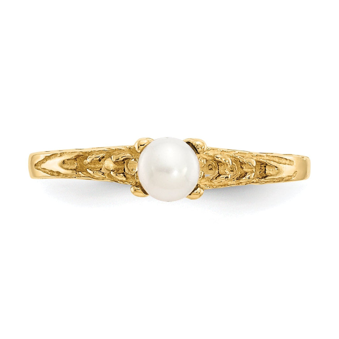 14k Yellow Gold Pearl Birthstone Baby Ring