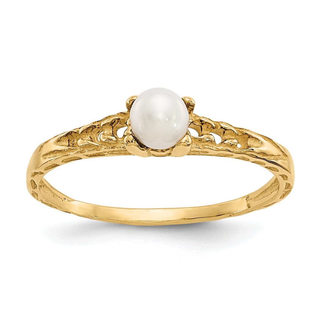 14k Yellow Gold Pearl Birthstone Baby Ring