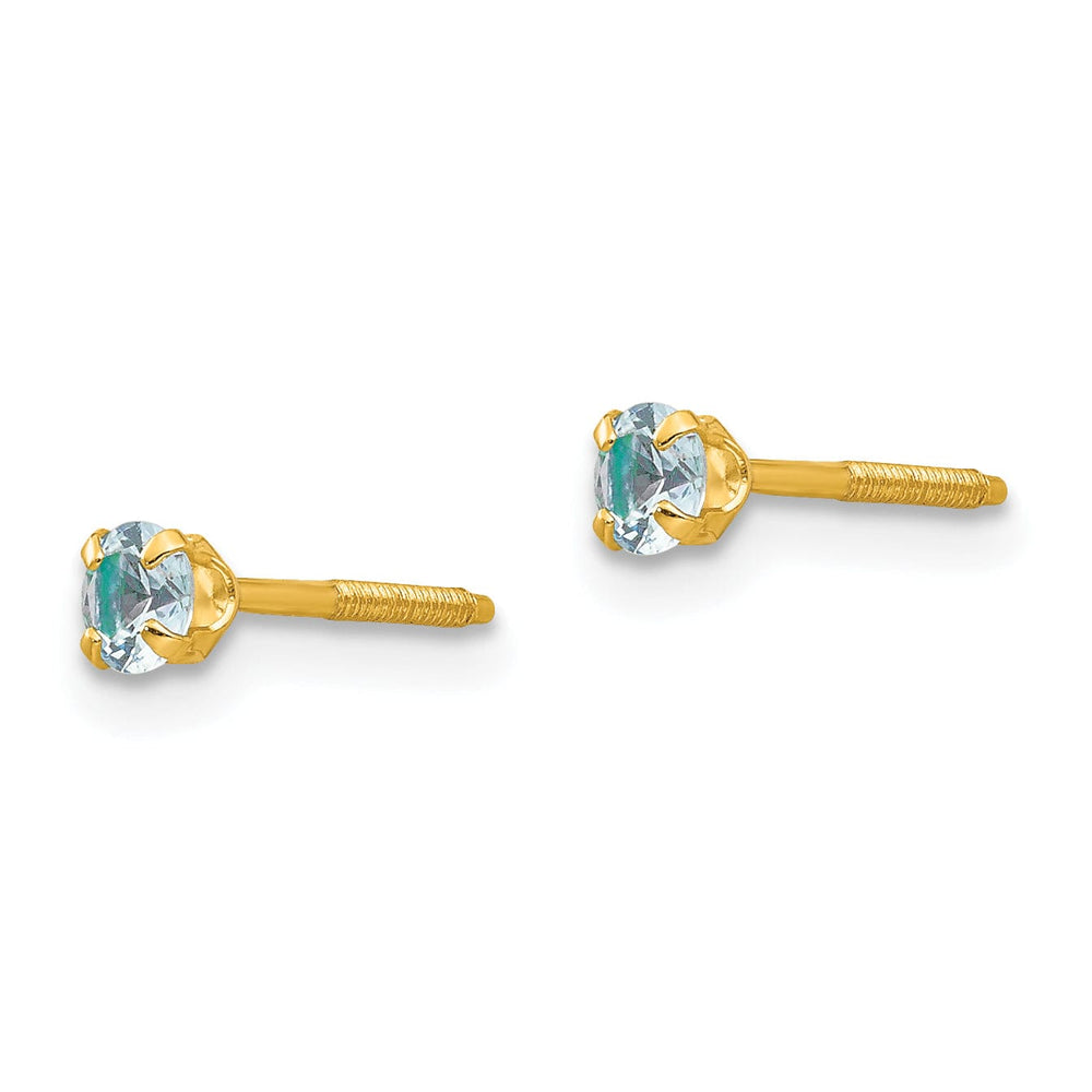 14k Yellow Gold Aquamarine Birthstone Earrings