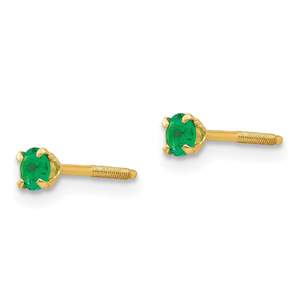 14k Yellow Gold Emerald Birthstone Earrings