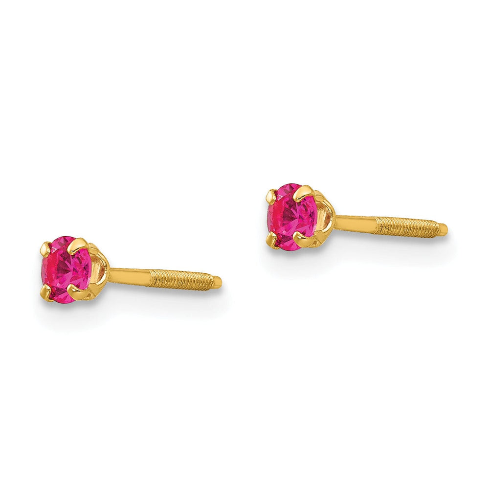 14k Yellow Gold Ruby Birthstone Earrings